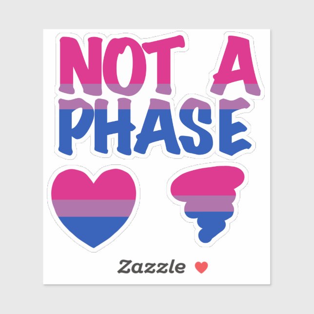 Bisexual Not Phase Heart Custom-Cut Vinyl Sticker (Blatt)