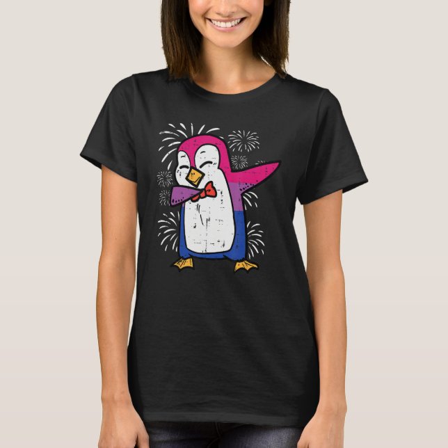Bisexual Penguin Dab Bi Flag Pride Month Lgbt Men  T-Shirt (Vorderseite)
