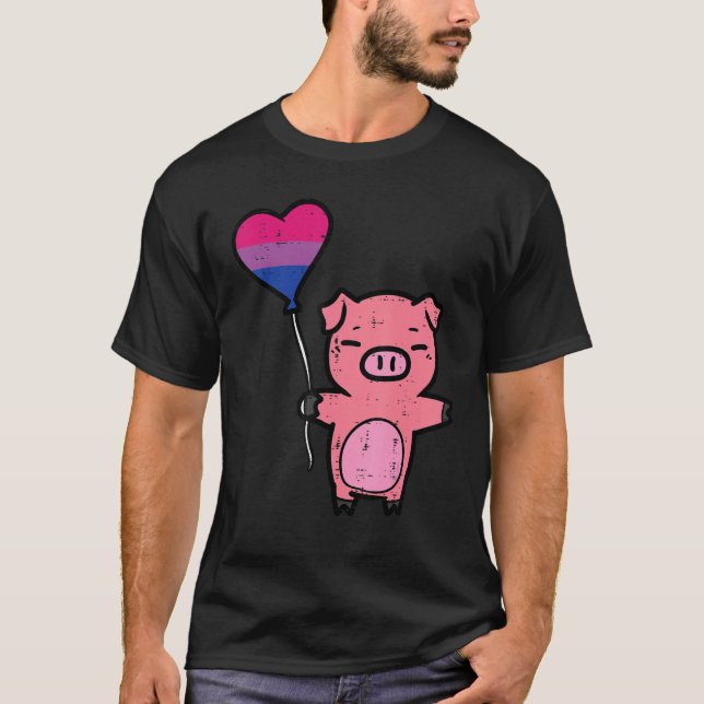 Bisexual Pig Heart Cute Bi Pride Flag LGBTQ Women  T-Shirt (Vorderseite)
