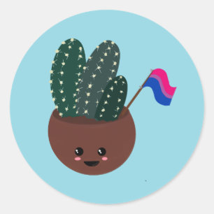 Bisexual Pride Cactus Runder Aufkleber