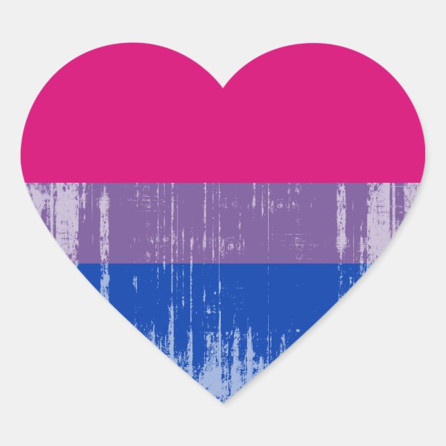 Bisexual Pride distressed.png Herz-Aufkleber (Vorderseite)