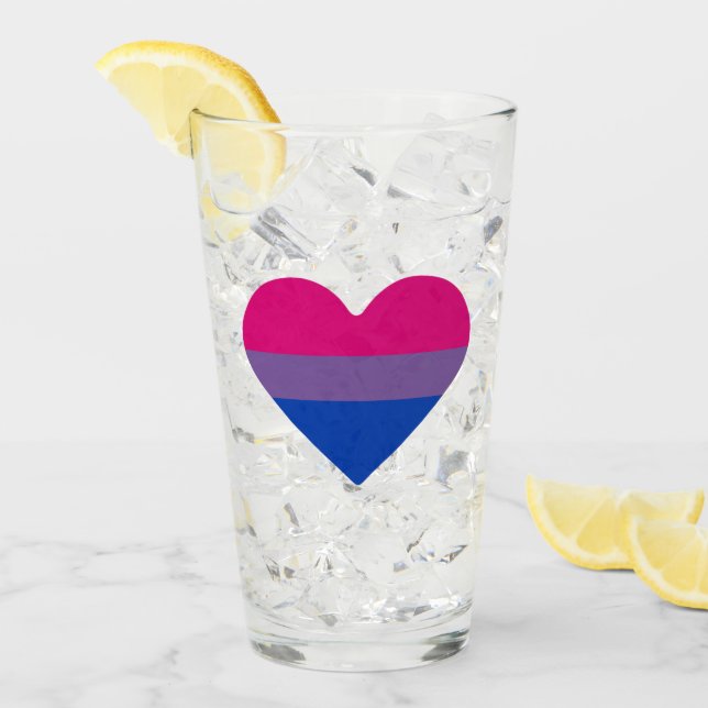 Bisexual Pride Flag Herz Glas (Vorderseite Ice)