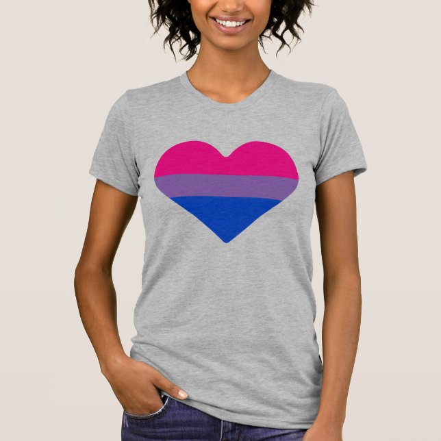 Bisexual Pride Flag Herz T-Shirt (Vorderseite)