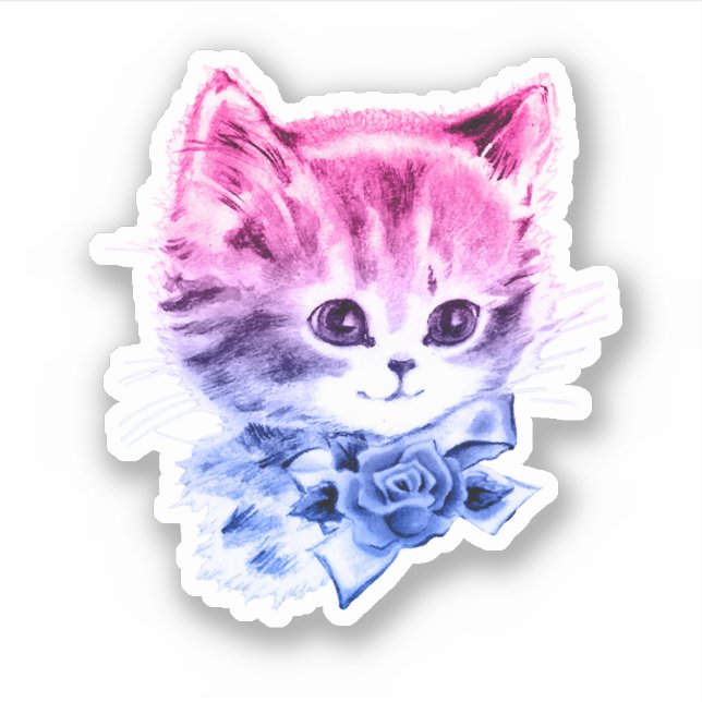 Bisexual Pride Kitty Aufkleber (Vorderseite)