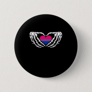 Bisexual Pride Skeleton Halloween Bi Goth Heart Cl Button