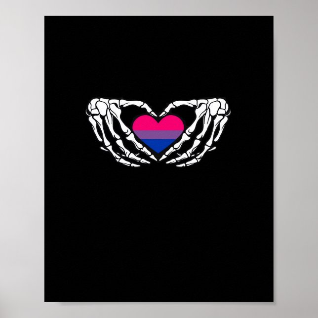 Bisexual Pride Skeleton Halloween Bi Goth Heart Cl Poster (Vorne)