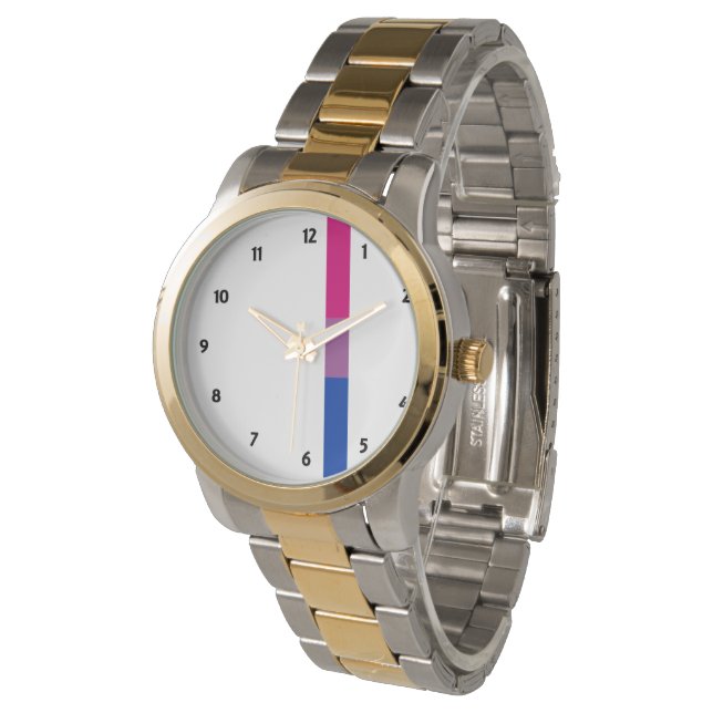 Bisexual Pride Watch Armbanduhr (Schrägansicht)