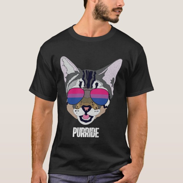 Bisexual Purride Bi Pride Cat T-Shirt (Vorderseite)