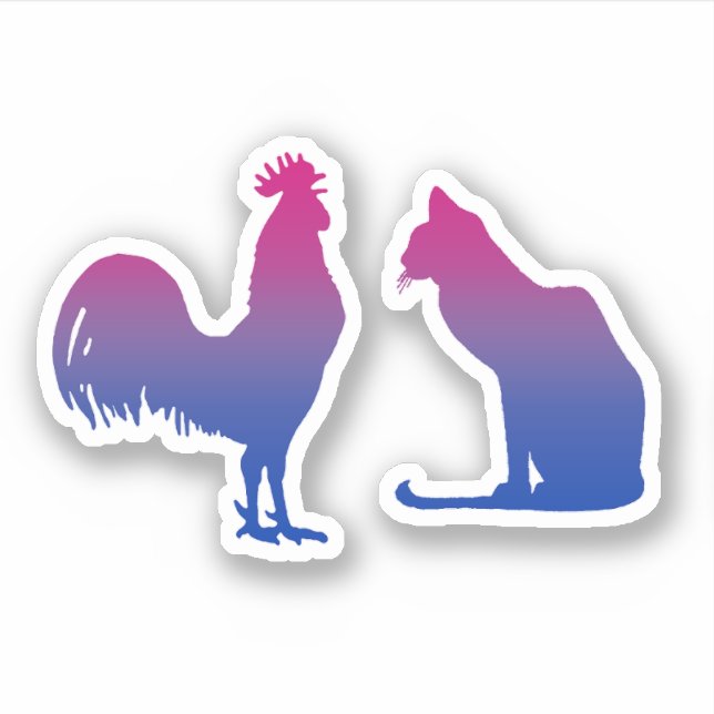 Bisexual Rooster und Kitty Aufkleber (Vorderseite)