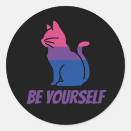 Bisexual Stolz Katze - Seien Sie sich selbst Runder Aufkleber
