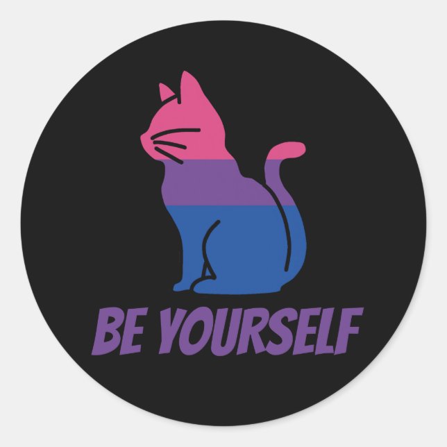 Bisexual Stolz Katze - Seien Sie sich selbst Runder Aufkleber (Vorderseite)