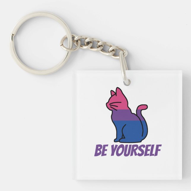 Bisexual Stolz Katze - Seien Sie sich selbst Schlüsselanhänger (Vorderseite)