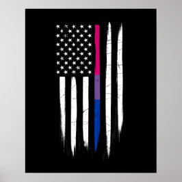 Bisexual Thin Line American Flag Poster