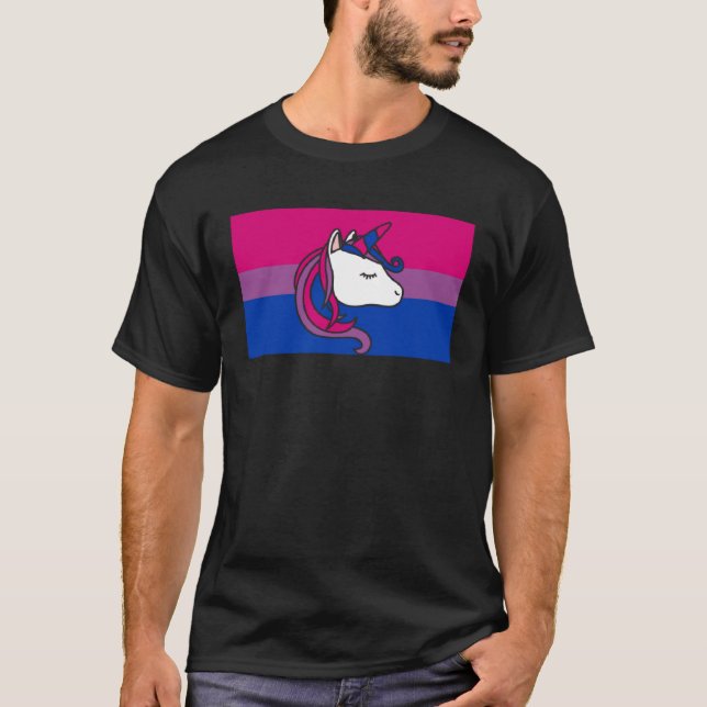 Bisexual Unicorn Love Bisexual Pride Flag Aestheti T-Shirt (Vorderseite)