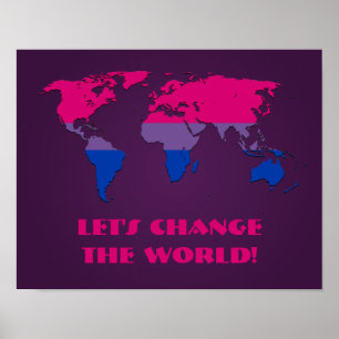 Bisexualitäts-Stolz Weltkarte Poster
