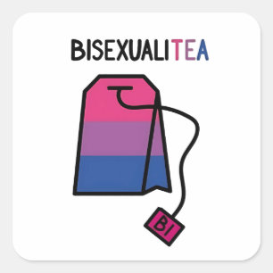 BisexualiTEA Bi Pride Flag Bisexueller Tee Quadratischer Aufkleber