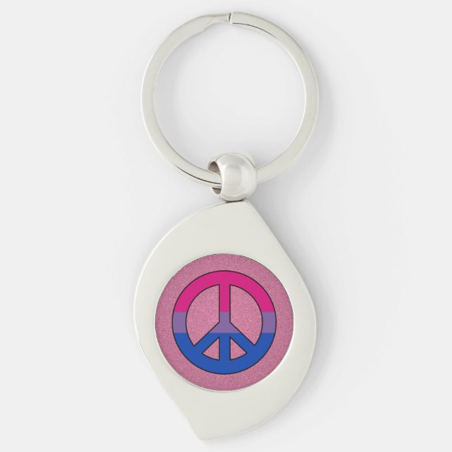 Bisexuality flag peace sign Keychain Schlüsselanhänger (Vorderseite)