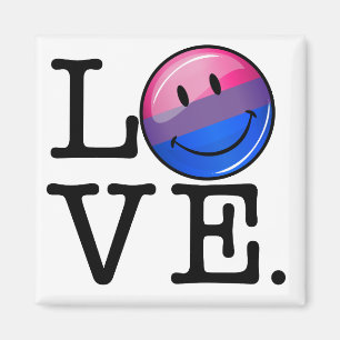 Bisexuality-Flagge innerhalb der Wort-Liebe Magnet