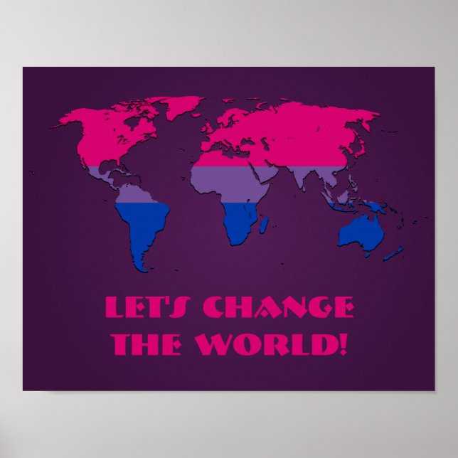 Bisexuality pride world map poster (Devant)