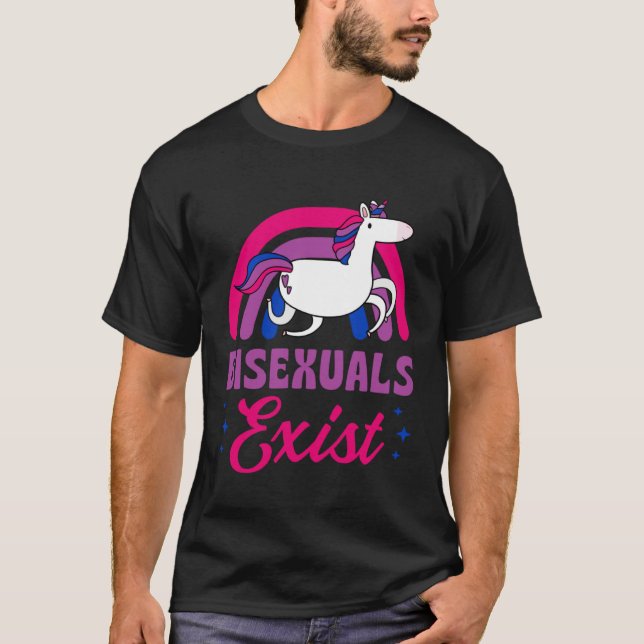 Bisexuals Exist Bisexual Pride Minimalist Rainbow  T-Shirt (Vorderseite)