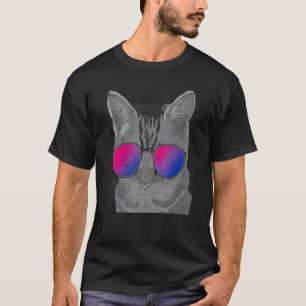 Bisexuell Flagge Cool Sunglasses Katze Bi Stolz Lg T-Shirt