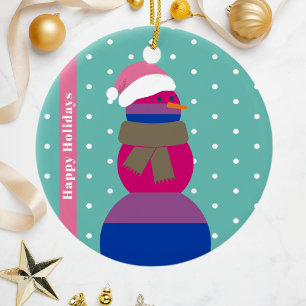 Bisexuelle Fahne Weihnachtsgeschenk Snowman Orname Keramik Ornament