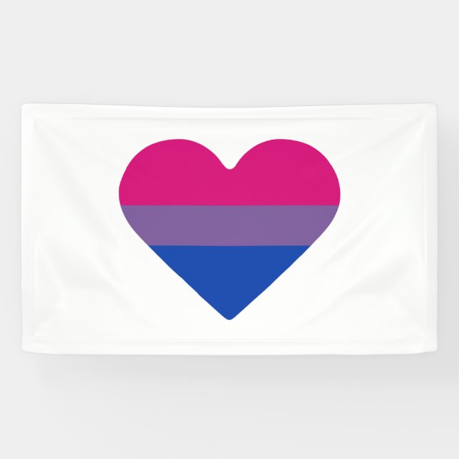 Bisexuelle Flagge Herz Banner (Horizontal)