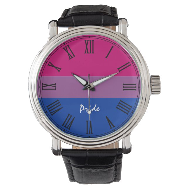 Bisexuelle Flagge und Stolperschau Armbanduhr (Vorderseite)