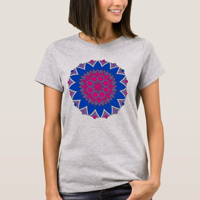 Bisexuelle Flaggenfarben Mandala LGBTQ+ T-Shirt (Vorderseite)