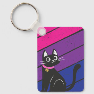 Bisexuelle Pride-Flagge und bisexuelle Katze Schlüsselanhänger