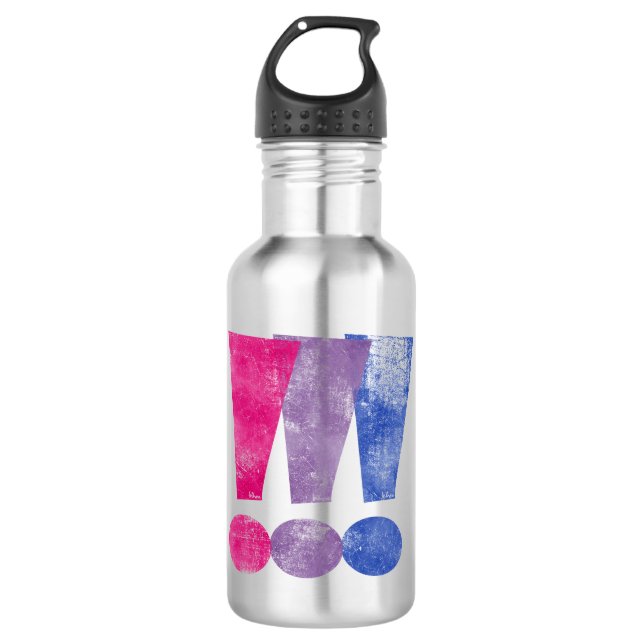 Bisexuelle Stolz-Ausrufezeichen Edelstahlflasche (Vorderseite)
