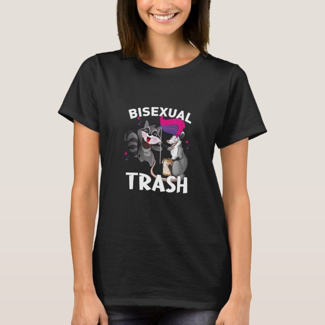 Bisexueller Gay Pride Rainbow LGBT Raccoon Poss T-Shirt (Vorderseite)