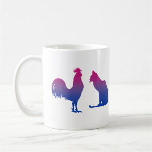 Bisexueller Hahn und Kätzchen Kaffeetasse