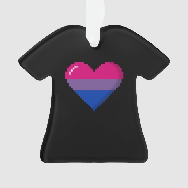 Bisexueller Stolz-8-Bitpixel-Herz Ornament (Vorderseite)