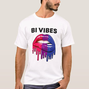 Bisexueller Stolz Monat LGBT Bi Vibes Tropfen Lipp T-Shirt