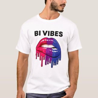 Bisexueller Stolz Monat LGBT Bi Vibes Tropfen Lipp T-Shirt