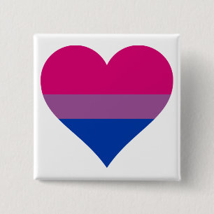 Bisexuelles Herz LGBTQ-Stolzflagge Button
