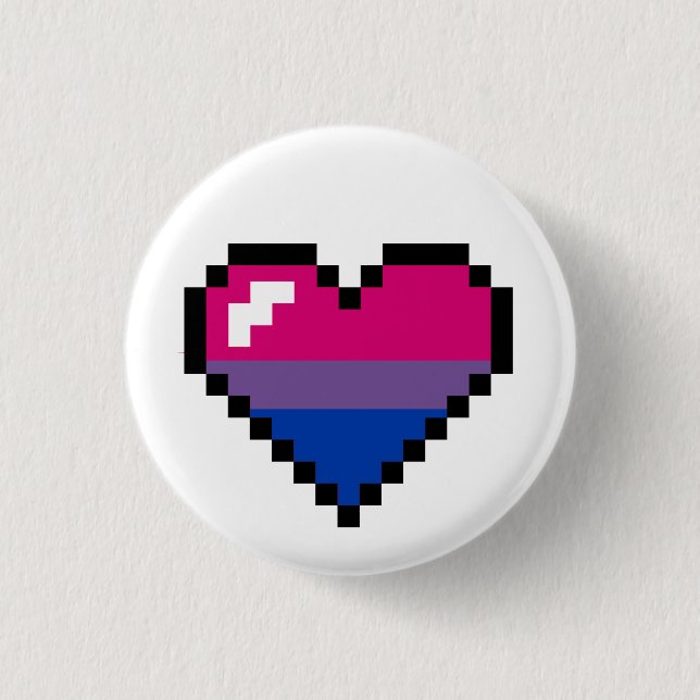 Bisexuelles Retro Stolz-8-Bitherz Button (Vorderseite)