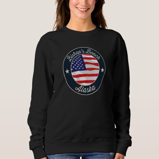Bishopu2019s Beach Patriotic Alaska Souvenir Sweatshirt (Vorderseite)