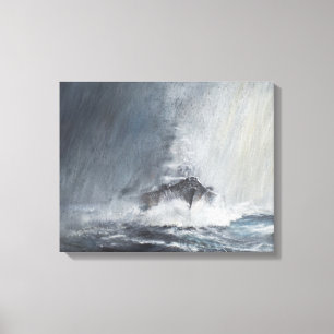 Bismarck durch Vorhänge des Regen-Schneeregens Leinwanddruck