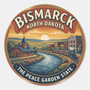 Bismarck North Dakota Capital Prairie Reise Runder Aufkleber