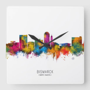Bismarck North Dakota Skyline Quadratische Wanduhr