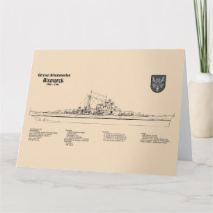 Bismarck - Pläne für die Schlachtung - Blaupause S Dankeskarte