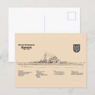 Bismarck - Pläne für die Schlachtung - Blaupause S Postkarte