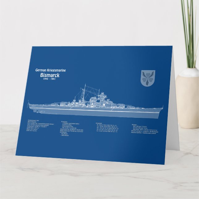 Bismarck - Pläne für ein Konzept für die Schlachtu Dankeskarte (Vorderseite)