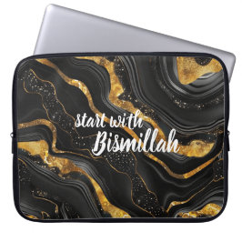 Bismillah Alhamdullilah Gold Black Agate Laptopschutzhülle