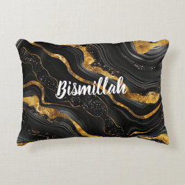 Bismillah Alhamdullilah Gold Schwarz Achat Dekokissen