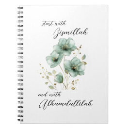 Bismillah Alhamdullilah Green Floral Notizblock