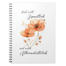 Bismillah Alhamdullilah Orange Floral Notizblock