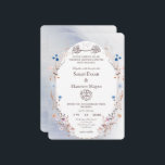 Bismillah Blau & Gold Muslim Nikkah Karte<br><div class="desc">Beginnen Sie Ihre gesegnete Vereinigung im Namen Allahs mit dieser eleganten floralen islamischen Hochzeitseinladung. Mit schöner arabischer Kalligrafie von Bismillah Arrahman Arrahim,  zarten blauen und sanften blühenden Blumen sowie einem eleganten Bogendesign verbindet diese Einladung Glaube,  Romantik und zeitlose Sophistikation.</div>